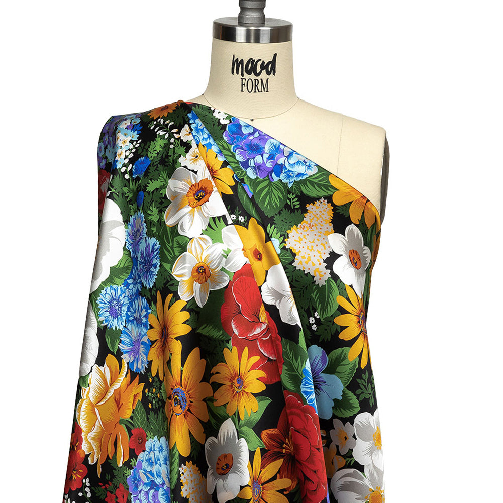 Mood Exclusive Italian Red, Yellow and Blue Floral Silk Charmeuse Mood Exclusive Italian Red, Yellow and Blue Floral Silk Charmeuse