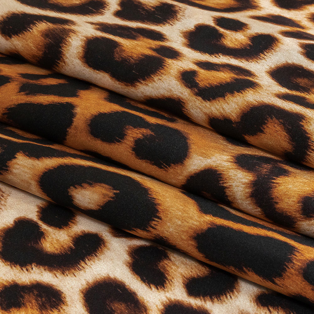 Mood Exclusive Italian Beige and Brown Leopard Printed Silk Charmeuse Mood Exclusive Italian Beige and Brown Leopard Printed Silk Charmeuse