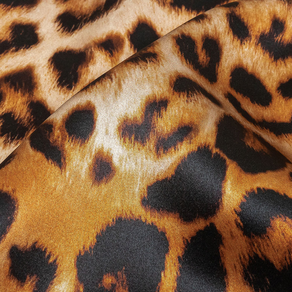 Mood Exclusive Italian Beige and Brown Leopard Printed Silk Charmeuse Mood Exclusive Italian Beige and Brown Leopard Printed Silk Charmeuse