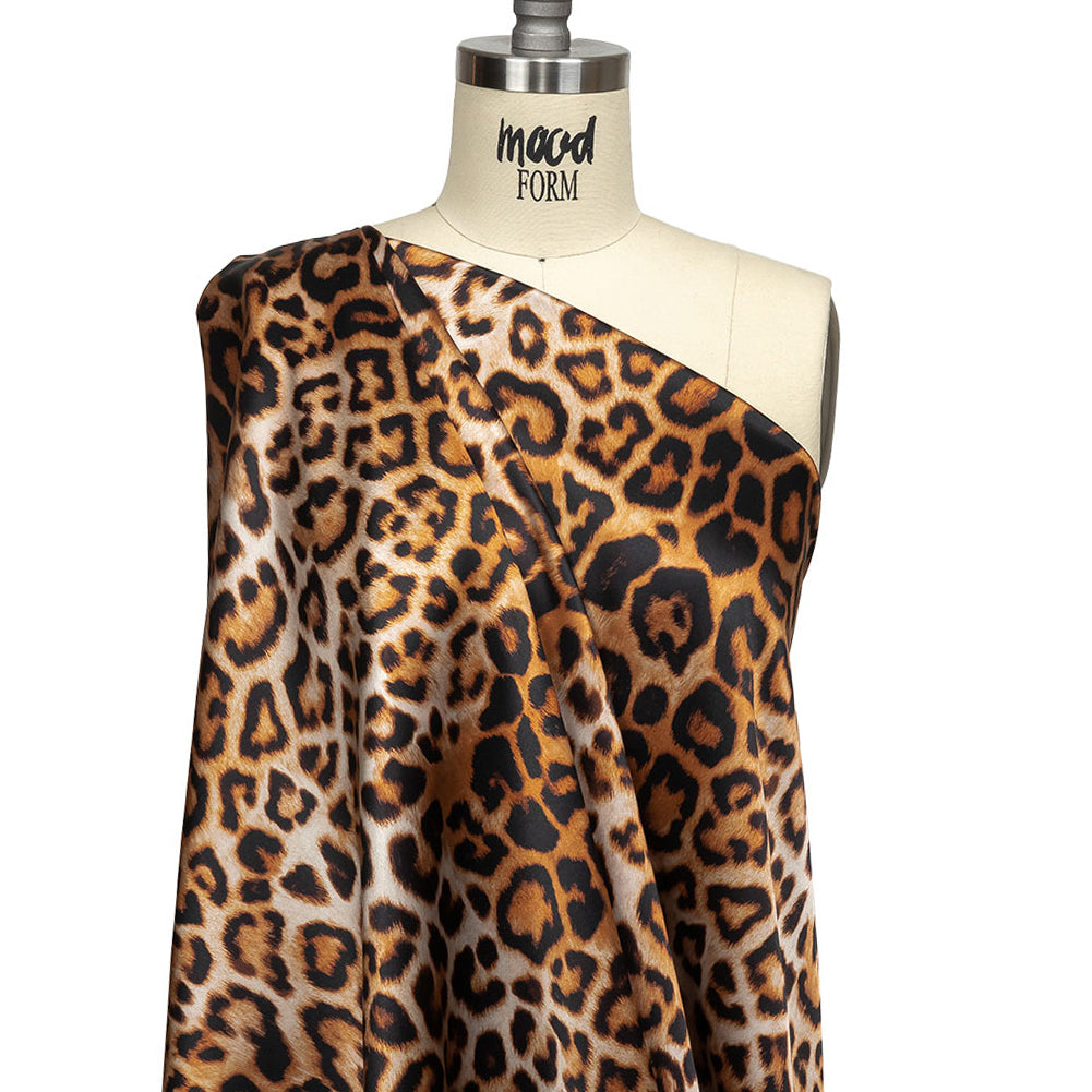 Mood Exclusive Italian Beige and Brown Leopard Printed Silk Charmeuse Mood Exclusive Italian Beige and Brown Leopard Printed Silk Charmeuse