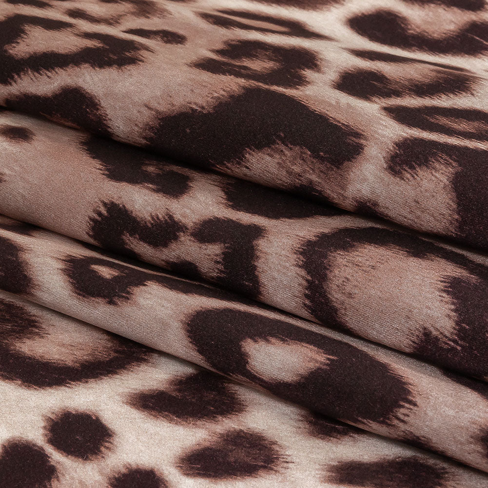 Mood Exclusive Italian Taupe and Black Leopard Printed Silk Charmeuse - Folded Mood Exclusive Italian Taupe and Black Leopard Printed Silk Charmeuse - Folded