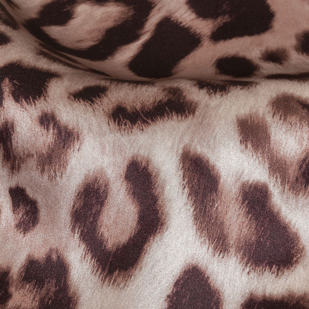 Mood Exclusive Italian Taupe and Black Leopard Printed Silk Charmeuse - Detail Mood Exclusive Italian Taupe and Black Leopard Printed Silk Charmeuse - Detail