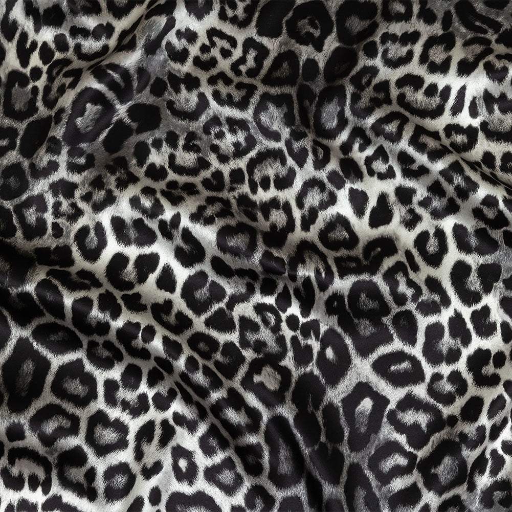 Mood Exclusive Italian Black and Gray Leopard Printed Silk Charmeuse Mood Exclusive Italian Black and Gray Leopard Printed Silk Charmeuse