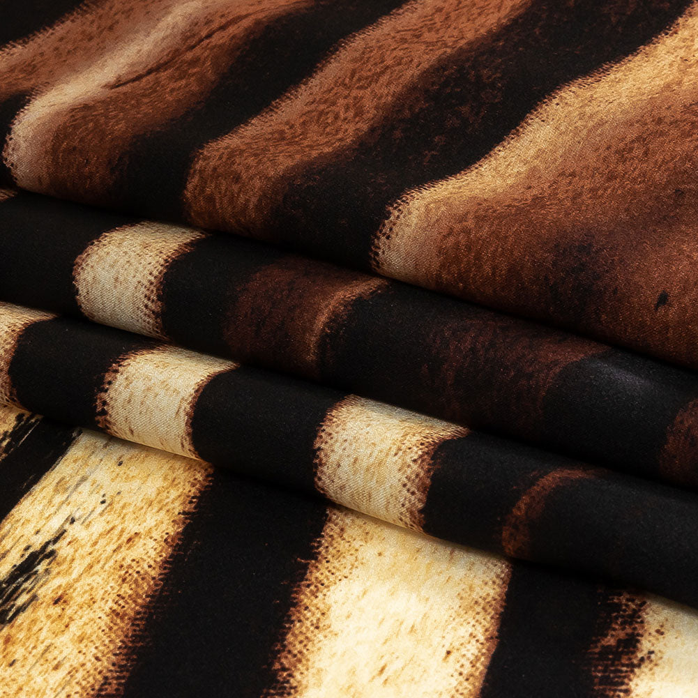 Mood Exclusive Italian Black, White and Brown Abstracted Zebra Border Printed Silk Charmeuse - Folded Mood Exclusive Italian Black, White and Brown Abstracted Zebra Border Printed Silk Charmeuse - Folded
