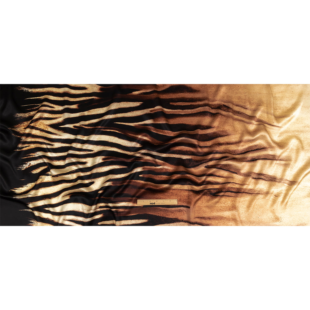 Mood Exclusive Italian Black, White and Brown Abstracted Zebra Border Printed Silk Charmeuse - Full Mood Exclusive Italian Black, White and Brown Abstracted Zebra Border Printed Silk Charmeuse - Full