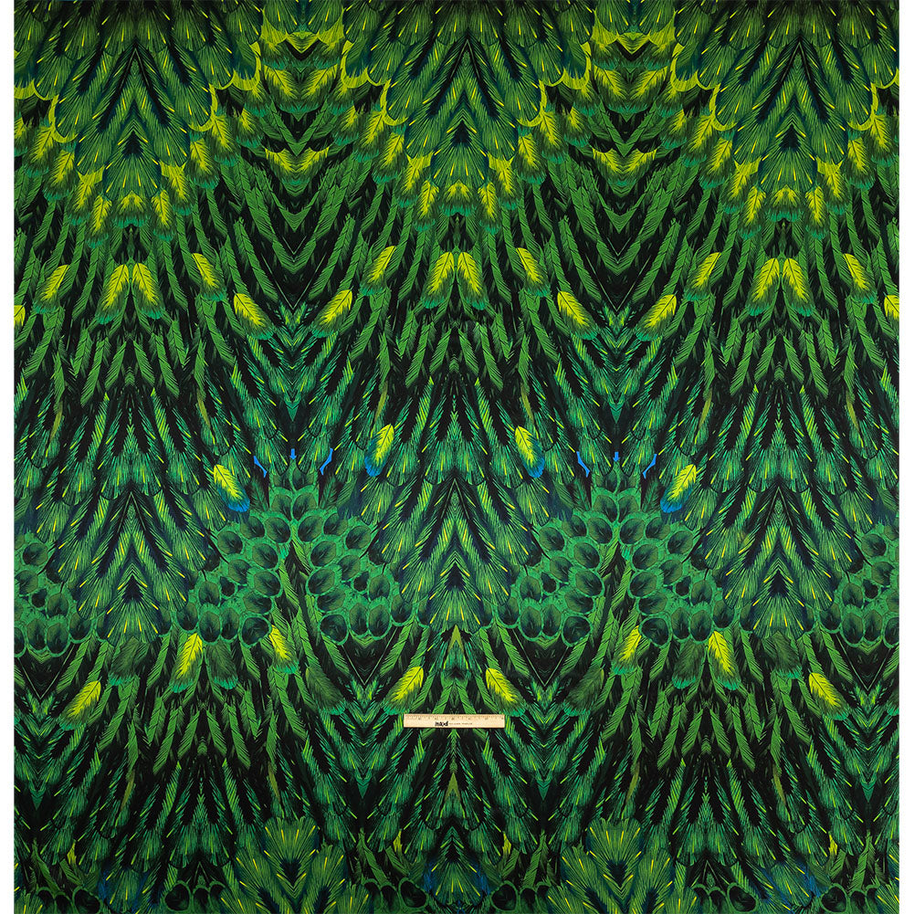 Mood Exclusive Italian Green and Black Feathered Chevrons Silk Charmeuse Panel - Full Mood Exclusive Italian Green and Black Feathered Chevrons Silk Charmeuse Panel - Full