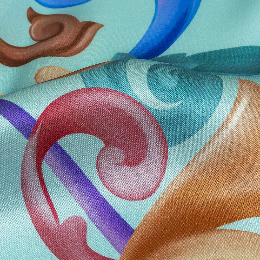 Mood Exclusive Italian Mint and Rainbow Ornate Swirls Silk Charmeuse Mood Exclusive Italian Mint and Rainbow Ornate Swirls Silk Charmeuse