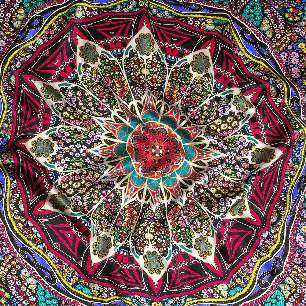 Mood Exclusive Italian Purple, Pink and Teal Medallion Silk Charmeuse Panel Mood Exclusive Italian Purple, Pink and Teal Medallion Silk Charmeuse Panel