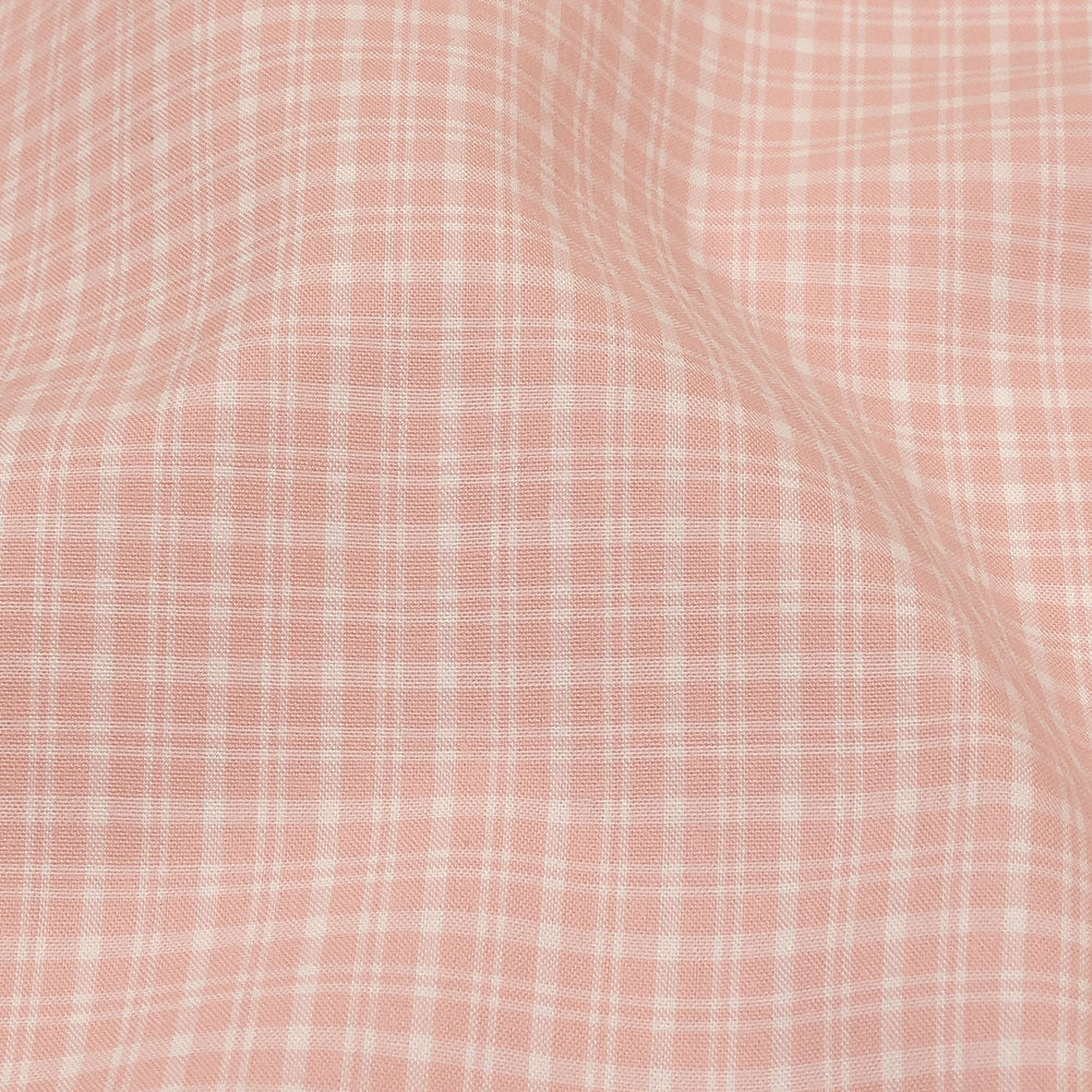 Pima Cotton Shirting - Pink and White Plaid Detail Pima Cotton Shirting - Pink and White Plaid Detail