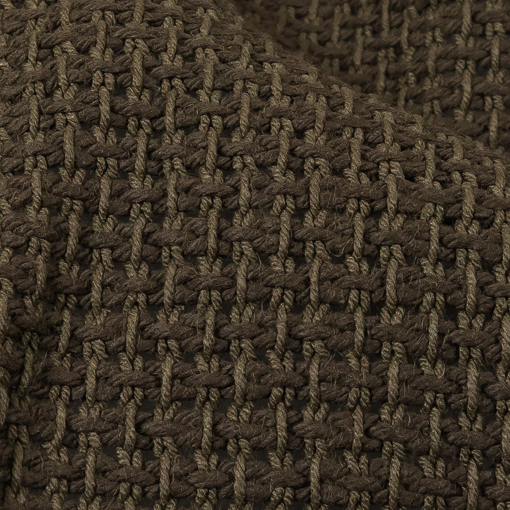 Teak and Turtle Green Net-Like Cotton and Polyester Novelty Woven Detail Teak and Turtle Green Net-Like Cotton and Polyester Novelty Woven Detail
