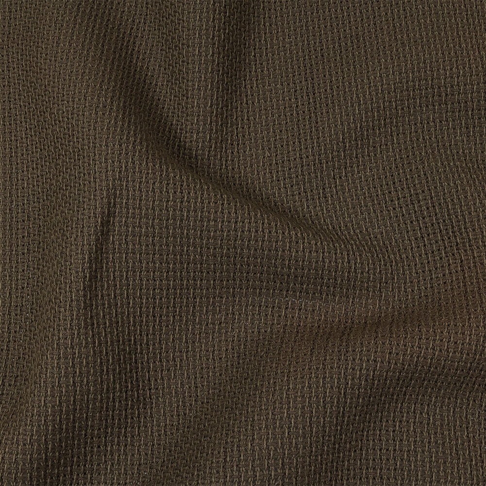 Teak and Turtle Green Net-Like Cotton and Polyester Novelty Woven Teak and Turtle Green Net-Like Cotton and Polyester Novelty Woven