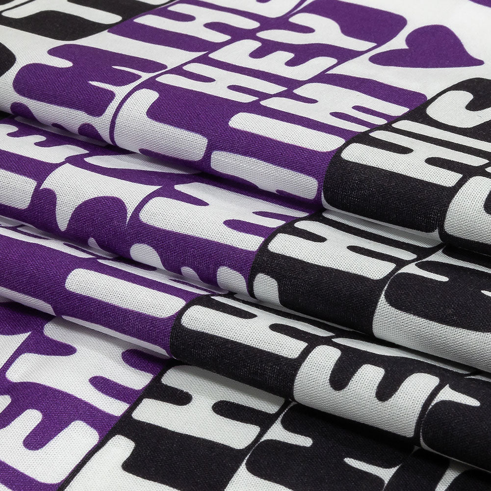 Mercerized Organic Egyptian Cotton Voile - Black, Purple and Yellow Pronoun Stripes - More Than Words Print - Mood Exclusive Pride Collection Folded Mercerized Organic Egyptian Cotton Voile - Black, Purple and Yellow Pronoun Stripes - More Than Words Print - Mood Exclusive Pride Collection Folded