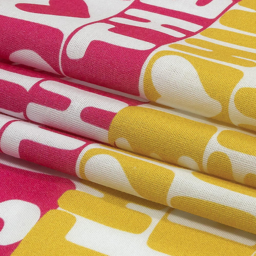 Mercerized Organic Egyptian Cotton Voile - Pink, Yellow and Blue Pronoun Stripes - More Than Words Print - Mood Exclusive Pride Collection Folded Mercerized Organic Egyptian Cotton Voile - Pink, Yellow and Blue Pronoun Stripes - More Than Words Print - Mood Exclusive Pride Collection Folded