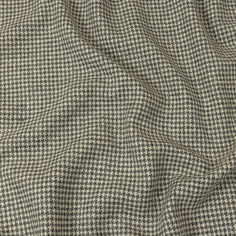 Gray, Ivory and Metallic Silver Houndstooth Brushed Polyester Woven Gray, Ivory and Metallic Silver Houndstooth Brushed Polyester Woven