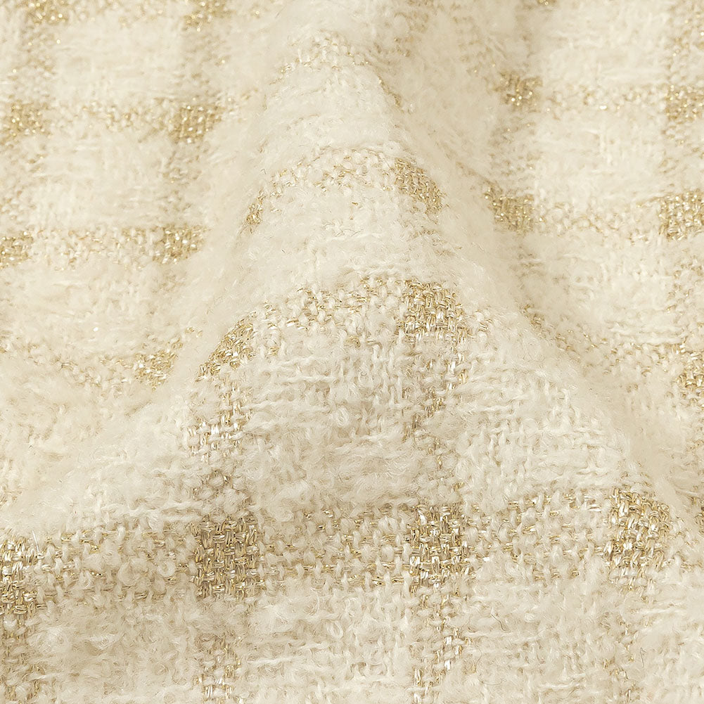 Rainy Day and Metallic Gold Plaid Polyester Boucle Detail Rainy Day and Metallic Gold Plaid Polyester Boucle Detail