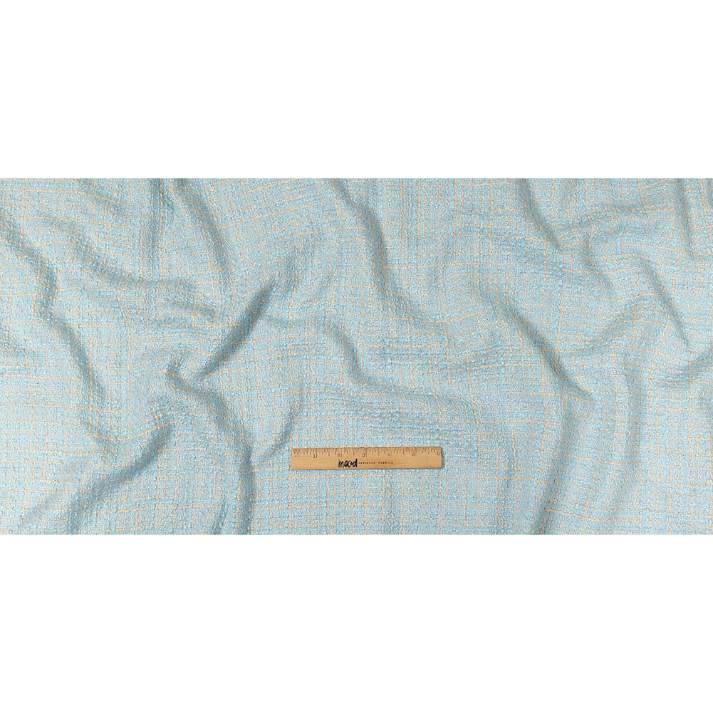 Sky Blue, Oyster White and Metallic Silver Polyester Tweed Full Sky Blue, Oyster White and Metallic Silver Polyester Tweed Full