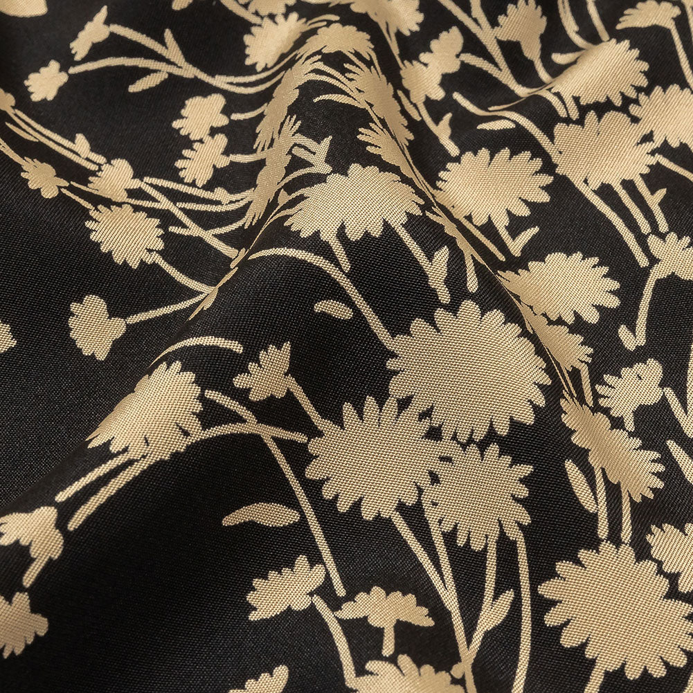 6-Ply Silk Crepe Print by The Row - Black and Cream Floral Detail