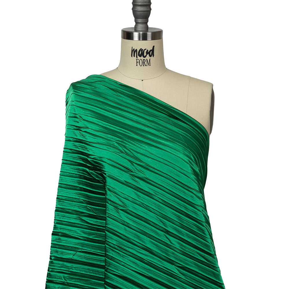 Pleated Stretch Satin - Grass Green - Andreas Collection Drape Pleated Stretch Satin - Grass Green - Andreas Collection Drape