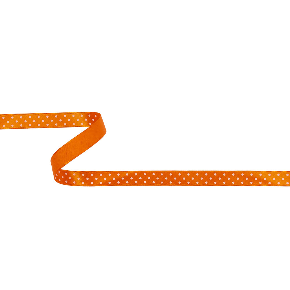 Orange and White Polka Dot Satin Ribbon - 0.375" Orange and White Polka Dot Satin Ribbon - 0.375"