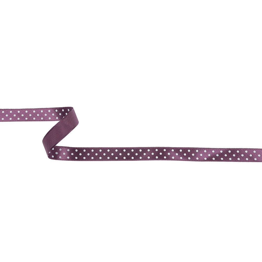 Purple and White Polka Dot Satin Ribbon - 0.375" Purple and White Polka Dot Satin Ribbon - 0.375"