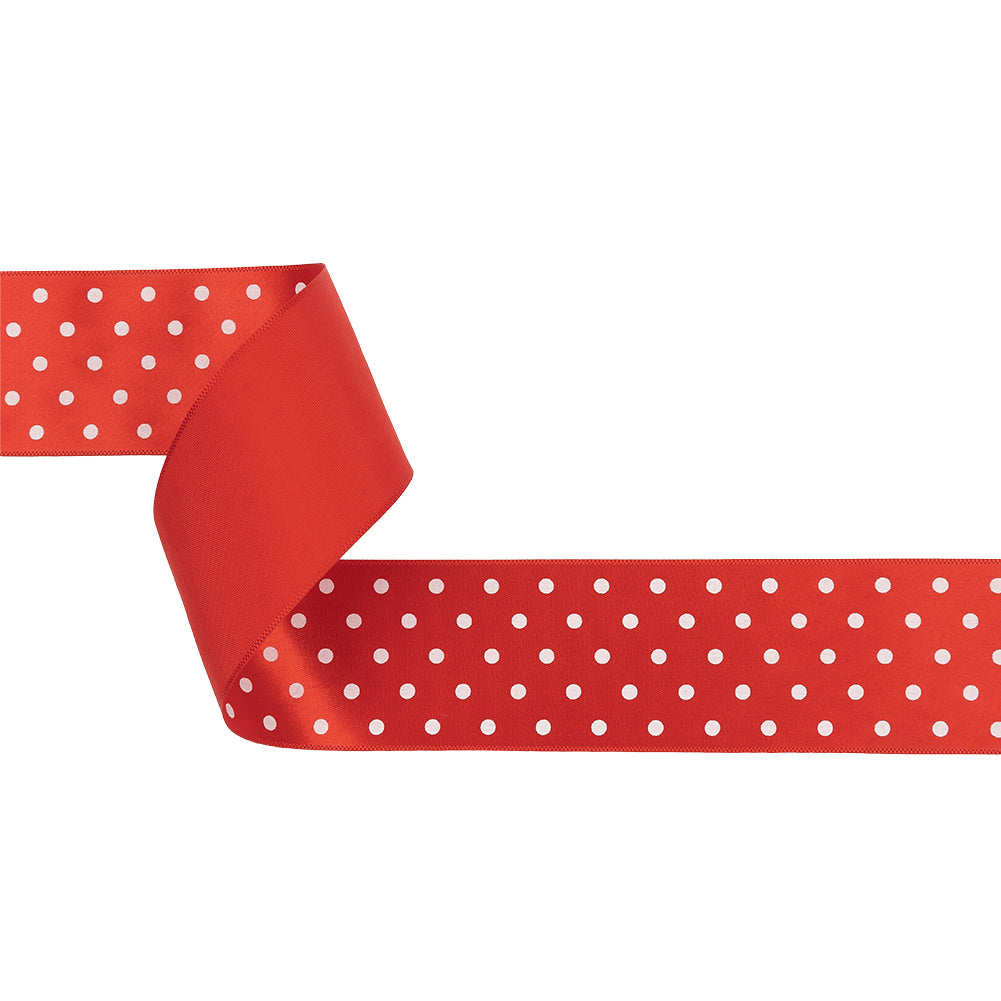 Red and White Polka Dot Satin Ribbon - 1.5" Red and White Polka Dot Satin Ribbon - 1.5"