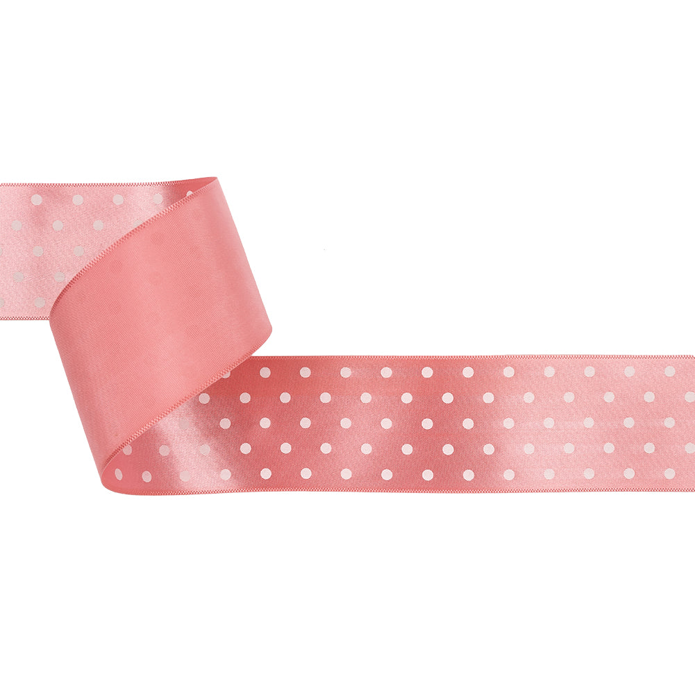 Flamingo and White Polka Dot Satin Ribbon - 1.5" Flamingo and White Polka Dot Satin Ribbon - 1.5"