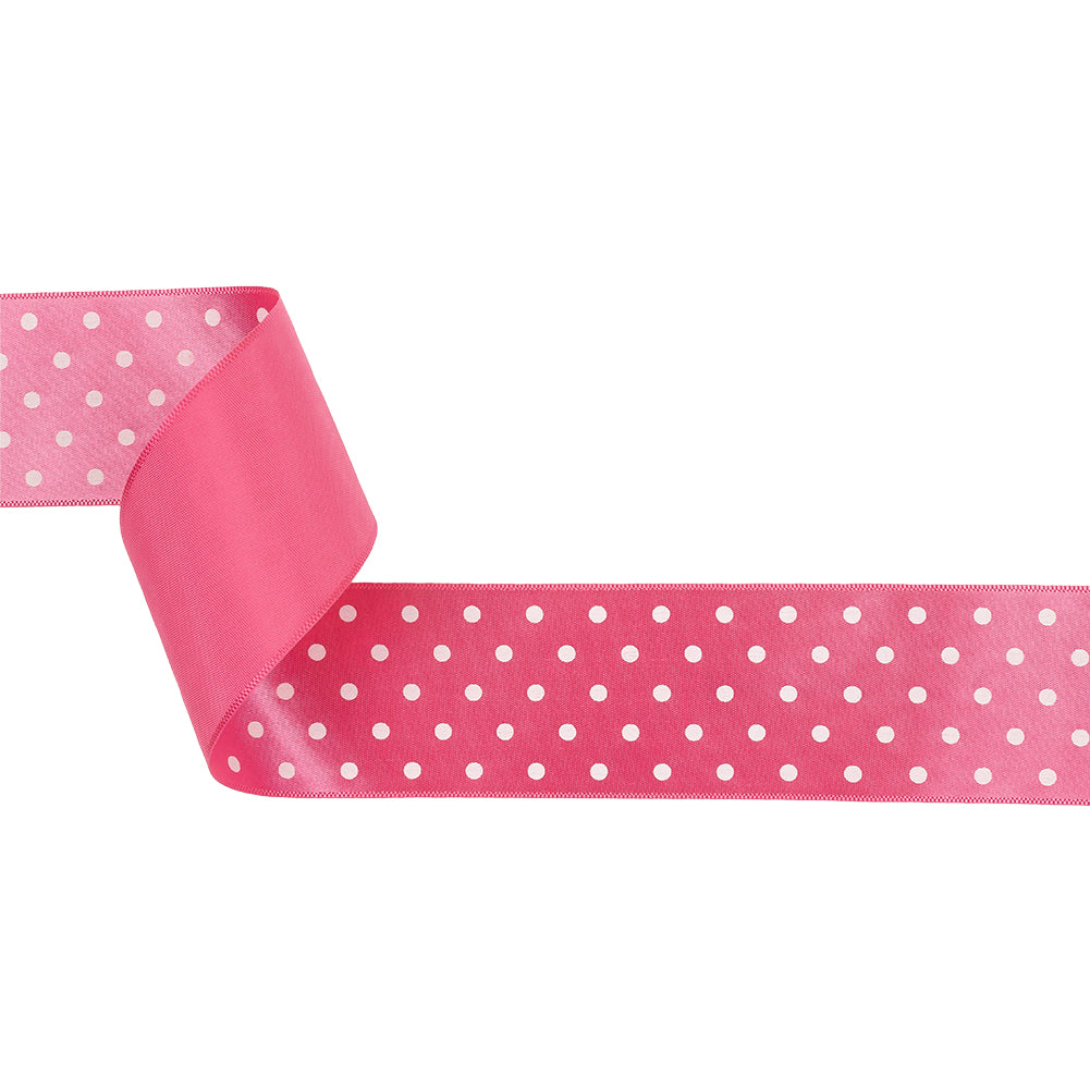 Hot Pink and White Polka Dot Satin Ribbon - 1.5" Hot Pink and White Polka Dot Satin Ribbon - 1.5"
