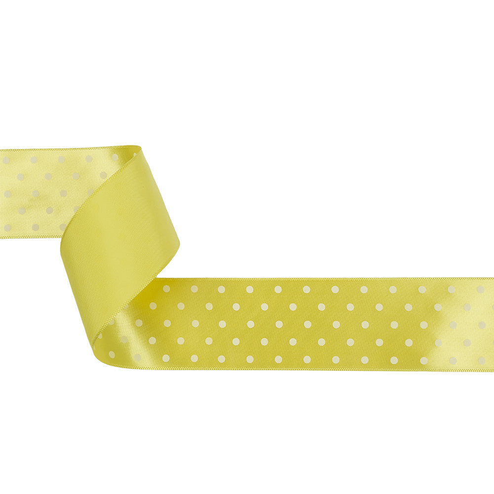 Banana and White Polka Dot Satin Ribbon - 1.5" Banana and White Polka Dot Satin Ribbon - 1.5"