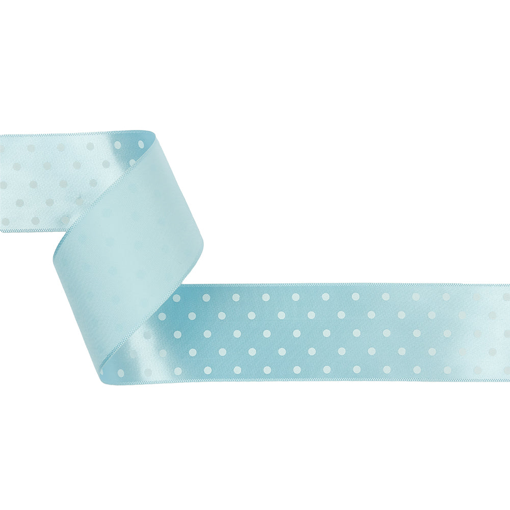 Baby Blue and White Polka Dot Satin Ribbon - 1.5" Baby Blue and White Polka Dot Satin Ribbon - 1.5"