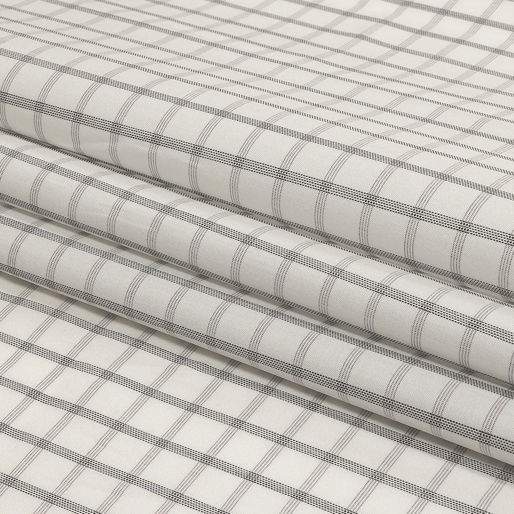 White, Gray and Black Checked Cotton Shirting Folded White, Gray and Black Checked Cotton Shirting Folded