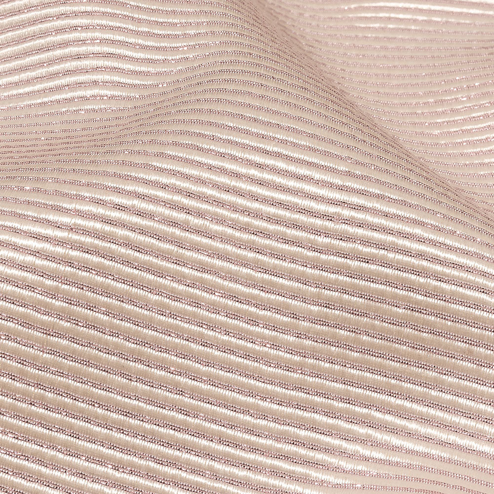 Pastel Pink Metallic Stripes Polyester Matelasse Detail Pastel Pink Metallic Stripes Polyester Matelasse Detail