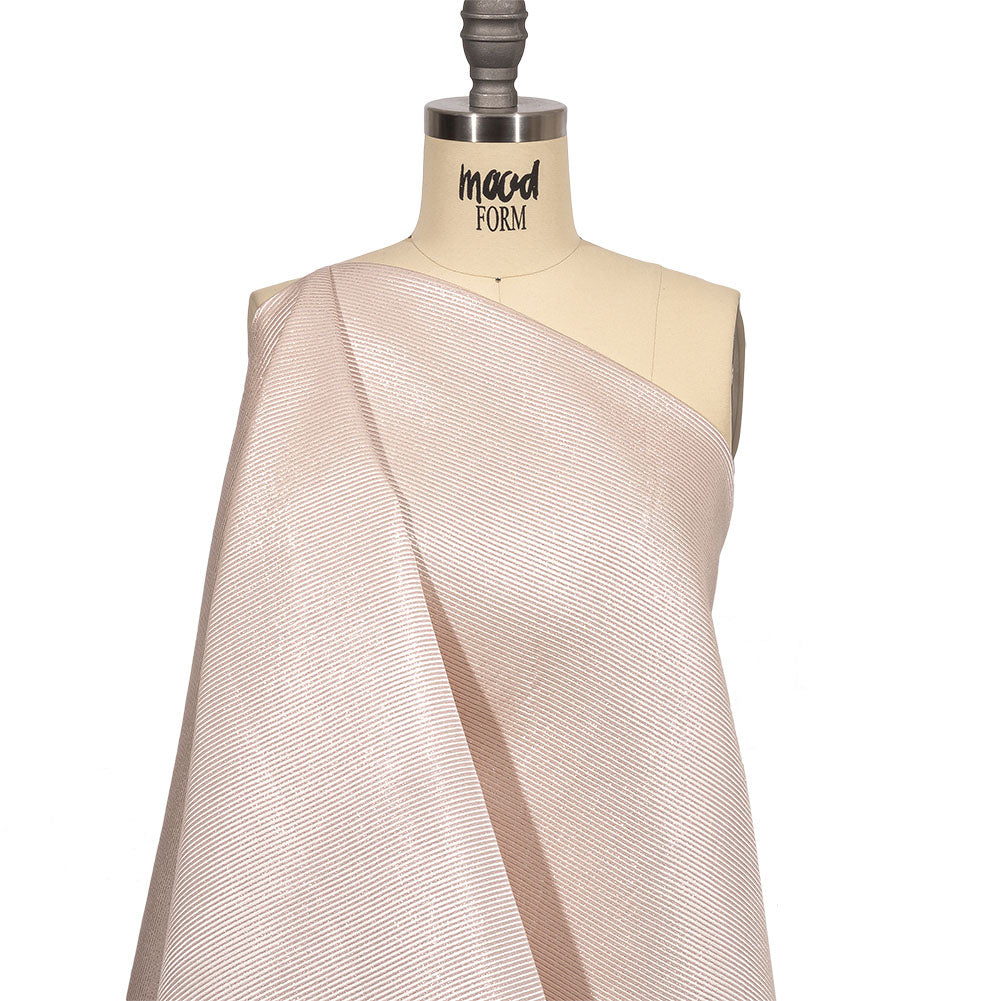 Pastel Pink Metallic Stripes Polyester Matelasse Drape Pastel Pink Metallic Stripes Polyester Matelasse Drape