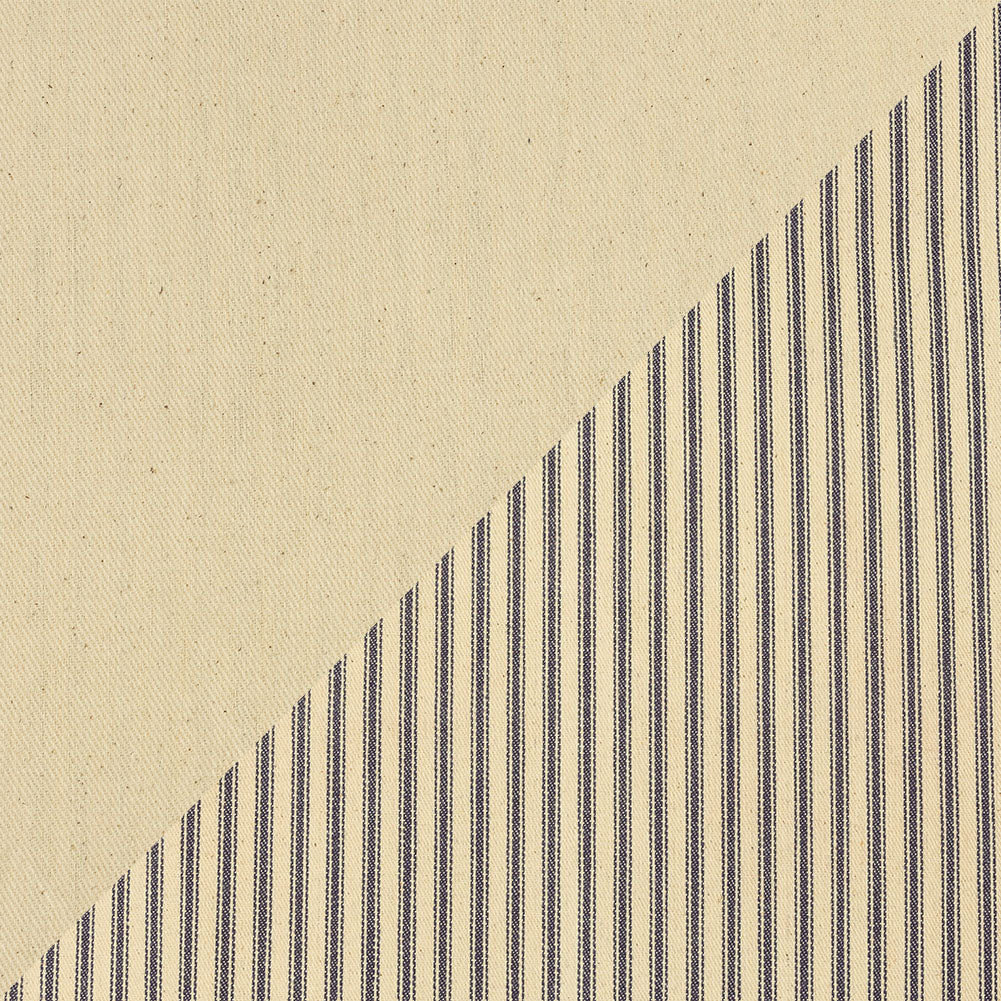 Natural and Blue Bonded Ticking Stripe Twill and Speckled Cotton Twill Natural and Blue Bonded Ticking Stripe Twill and Speckled Cotton Twill