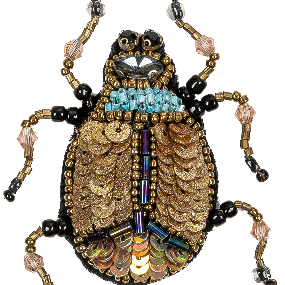 Blue Radiance, Gold and Black Beetle Rhinestone and Glass Beaded Applique - 2.5" X 2" Detail Blue Radiance, Gold and Black Beetle Rhinestone and Glass Beaded Applique - 2.5" X 2" Detail