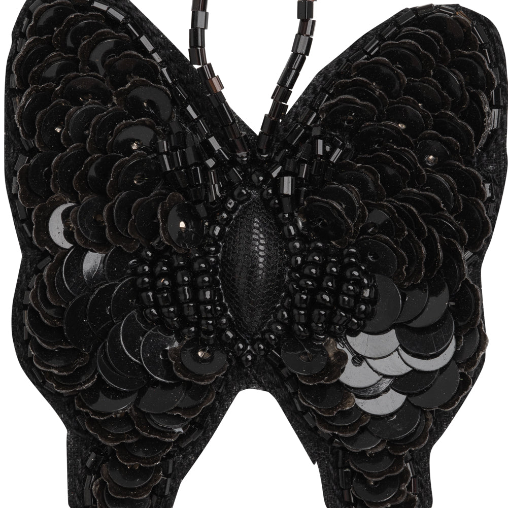 Black Butterfly Beaded and Sequined Applique - 2.125" X 2" Detail Black Butterfly Beaded and Sequined Applique - 2.125" X 2" Detail