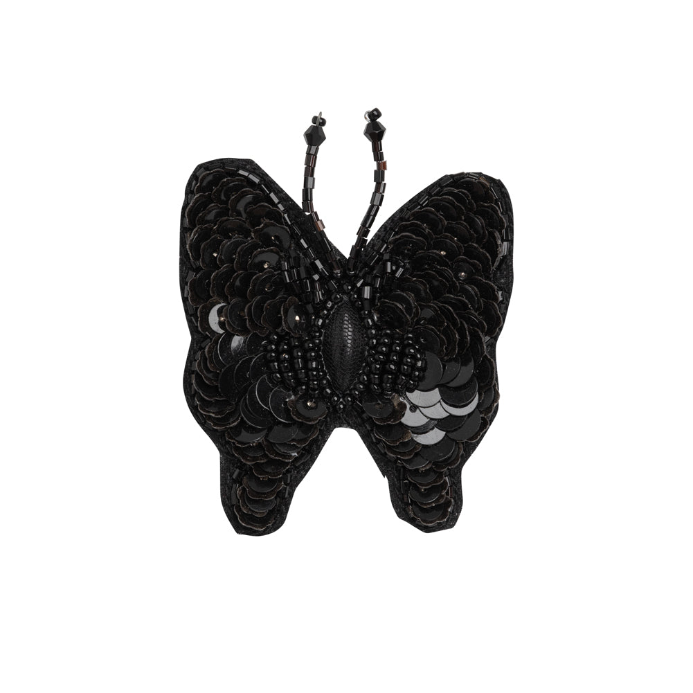 Black Butterfly Beaded and Sequined Applique - 2.125" X 2" Black Butterfly Beaded and Sequined Applique - 2.125" X 2"