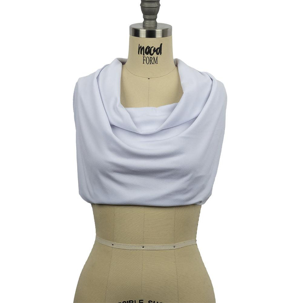 Tejido de punto crepé de poliéster elástico - Blanco - Colección Arabesco Tejido de punto crepé de poliéster elástico - Blanco - Colección Arabesco