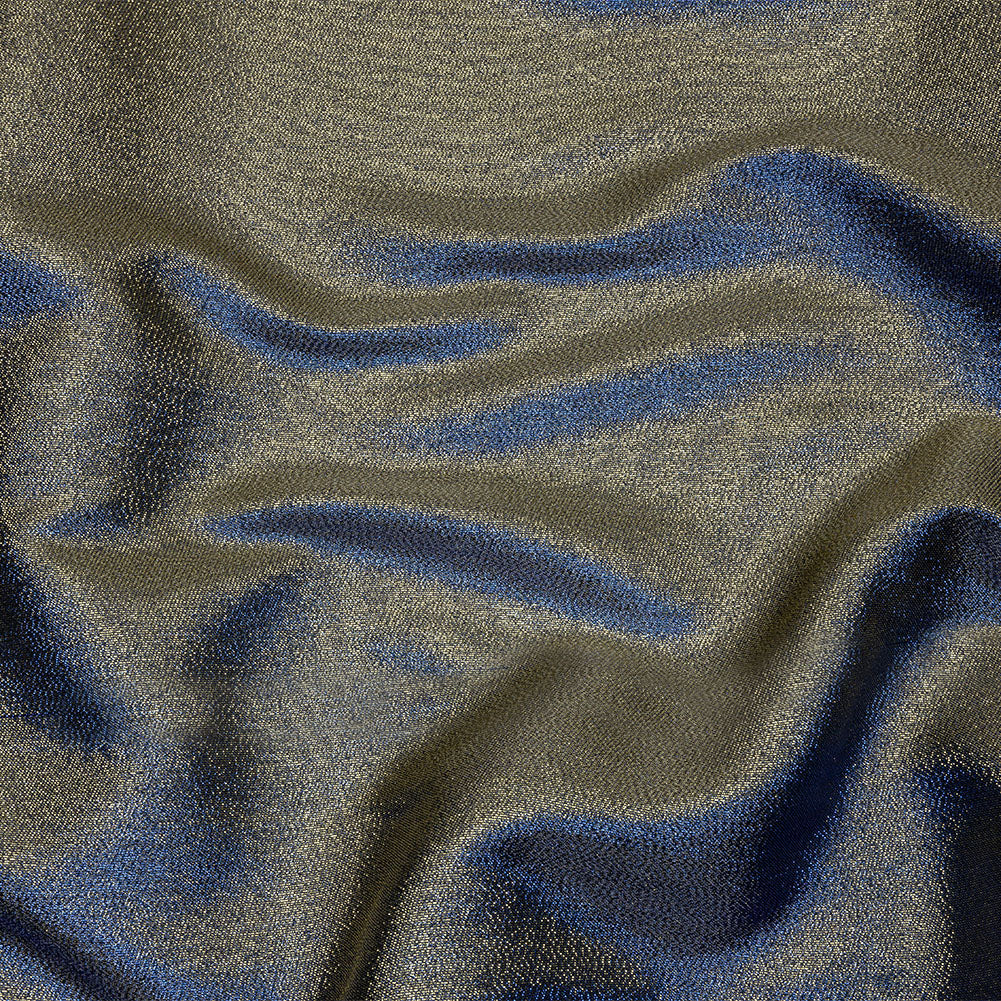 Metallic Polyester Lame - Royal Blue and Black - Glimmer Collection Metallic Polyester Lame - Royal Blue and Black - Glimmer Collection