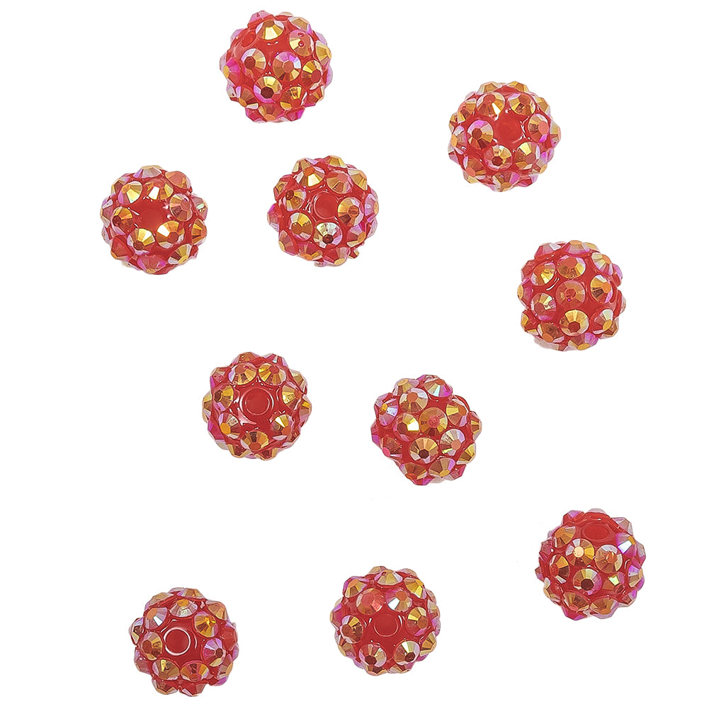 Red AB Rhinestone and Resin Faceted 12mm Beads - 10pc Red AB Rhinestone and Resin Faceted 12mm Beads - 10pc