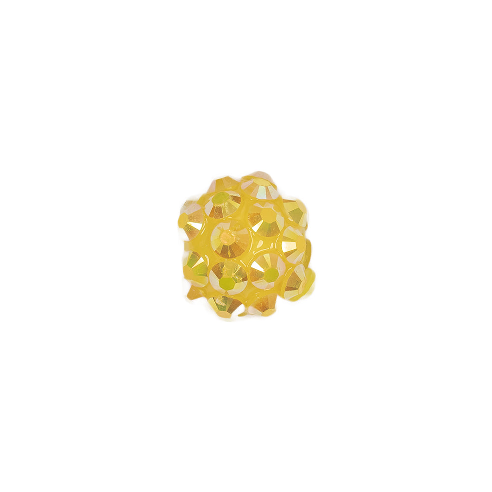 Yellow AB Rhinestone and Resin Faceted 12mm Beads - 10pc Detail Yellow AB Rhinestone and Resin Faceted 12mm Beads - 10pc Detail