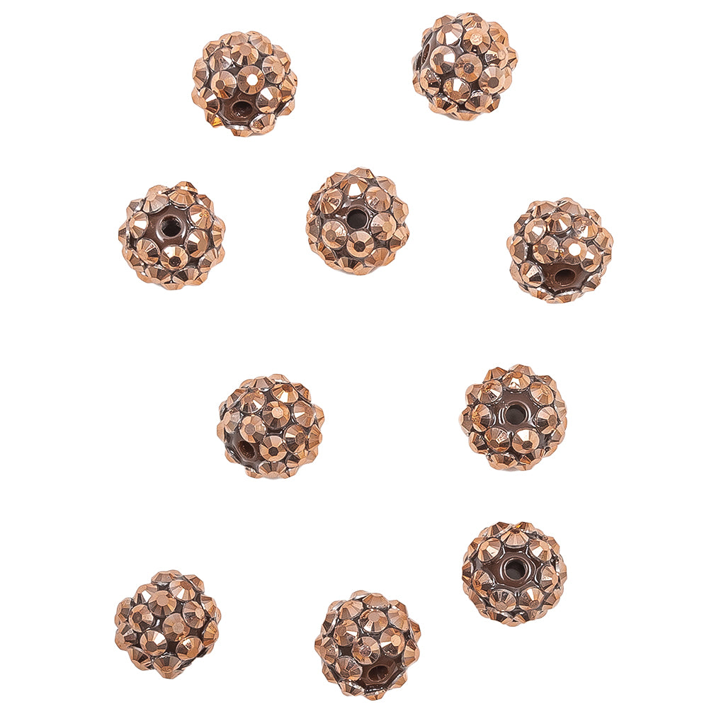 Copper Rhinestone and Resin Faceted 12mm Beads - 10pc Copper Rhinestone and Resin Faceted 12mm Beads - 10pc