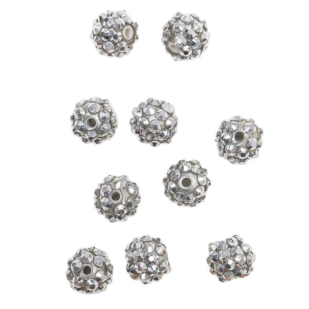 Silver AB Rhinestone and Resin Faceted 12mm Beads - 10pc Silver AB Rhinestone and Resin Faceted 12mm Beads - 10pc