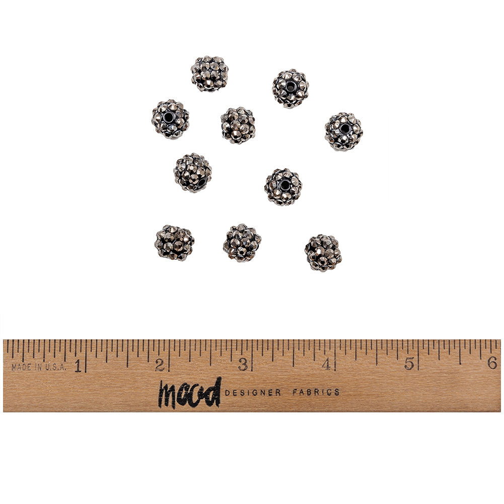 Gunmetal Rhinestone and Resin Faceted 12mm Beads - 10pc Full Gunmetal Rhinestone and Resin Faceted 12mm Beads - 10pc Full