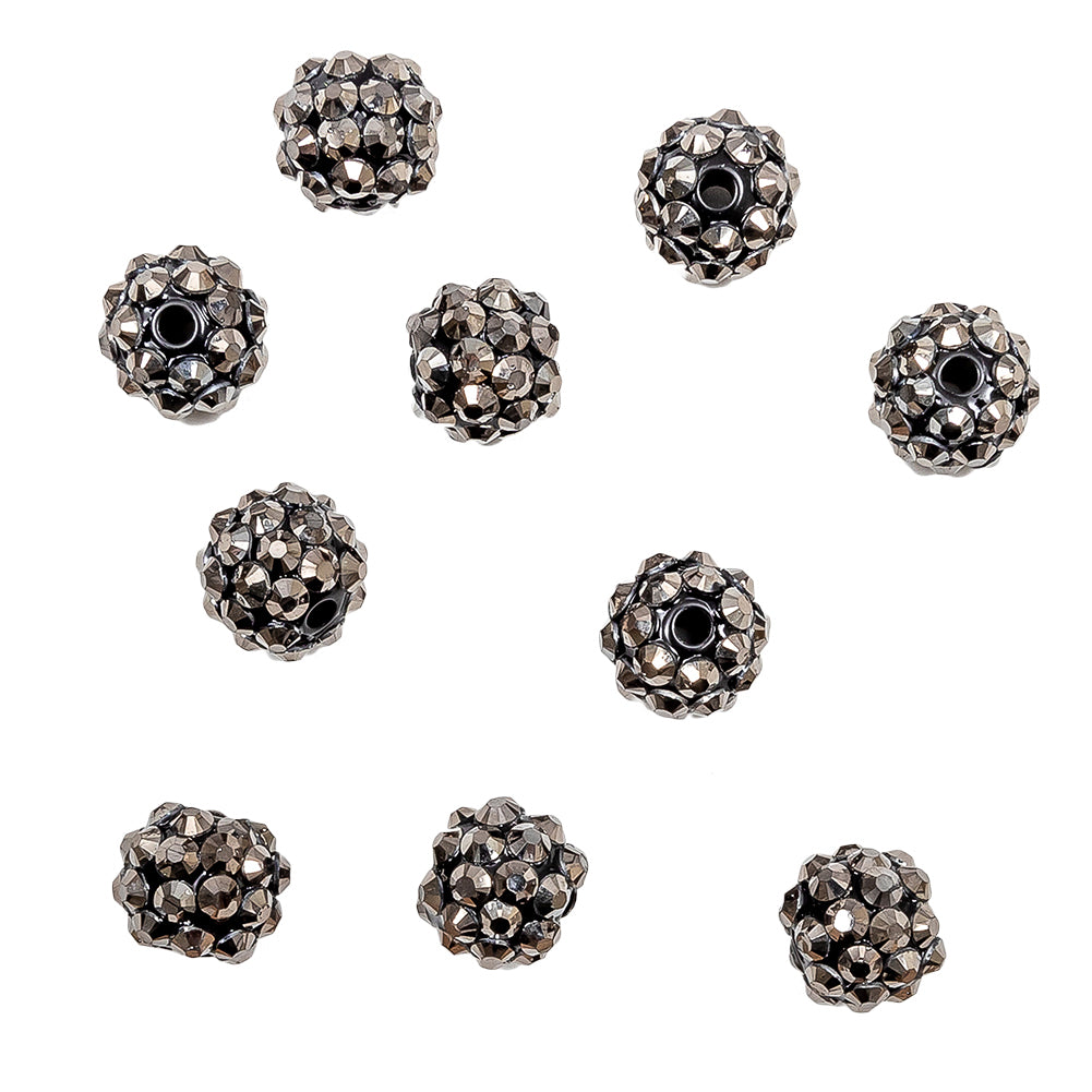 Gunmetal Rhinestone and Resin Faceted 12mm Beads - 10pc Gunmetal Rhinestone and Resin Faceted 12mm Beads - 10pc