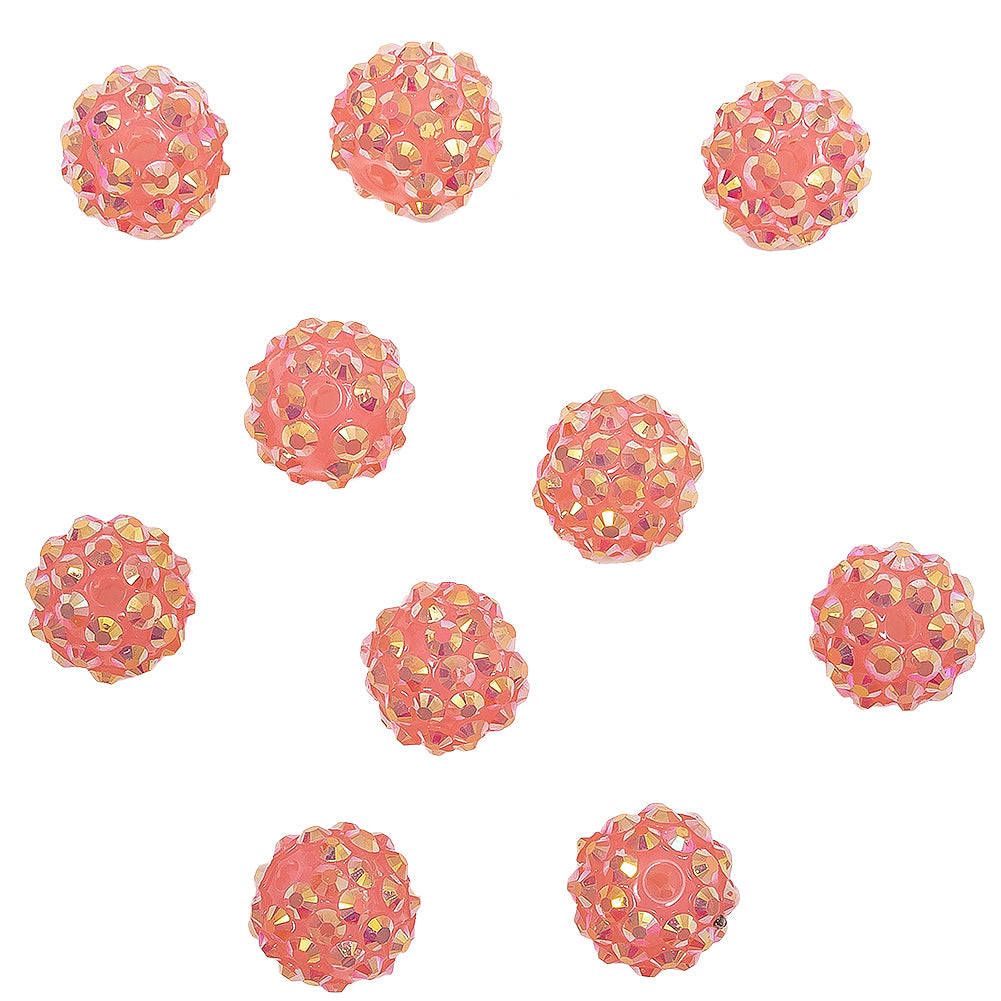 Pink AB Rhinestone and Resin Faceted 14mm Beads - 10pc Pink AB Rhinestone and Resin Faceted 14mm Beads - 10pc