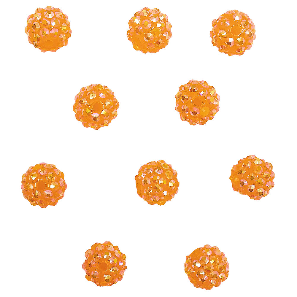 Orange AB Rhinestone and Resin Faceted 14mm Beads - 10pc Orange AB Rhinestone and Resin Faceted 14mm Beads - 10pc