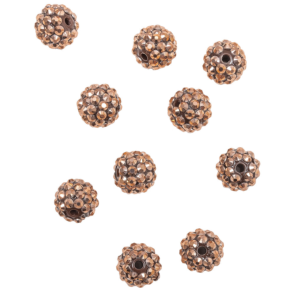 Copper Rhinestone and Resin Faceted 14mm Beads - 10pc Copper Rhinestone and Resin Faceted 14mm Beads - 10pc