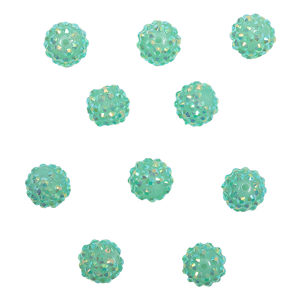 Aqua AB Rhinestone and Resin Faceted 14mm Beads - 10pc Aqua AB Rhinestone and Resin Faceted 14mm Beads - 10pc