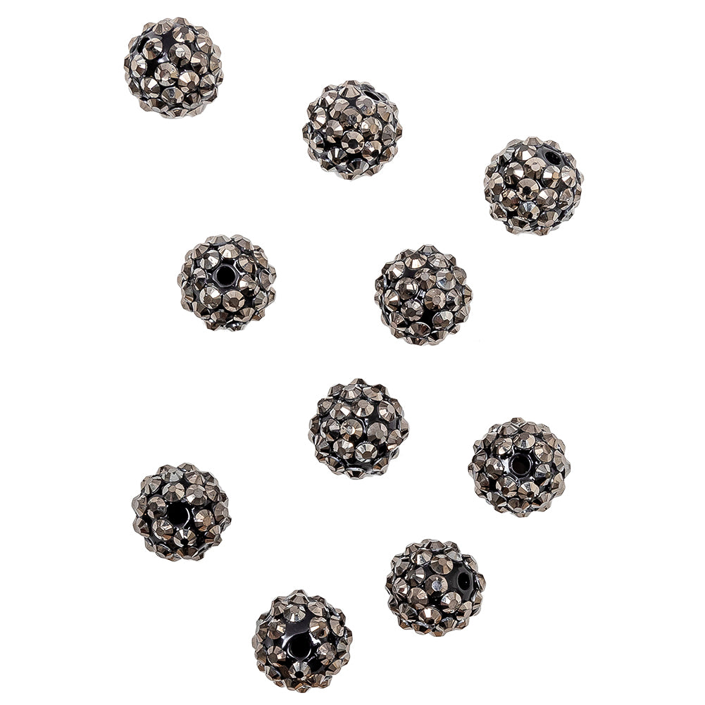 Gunmetal Rhinestone and Resin Faceted 14mm Beads - 10pc Gunmetal Rhinestone and Resin Faceted 14mm Beads - 10pc