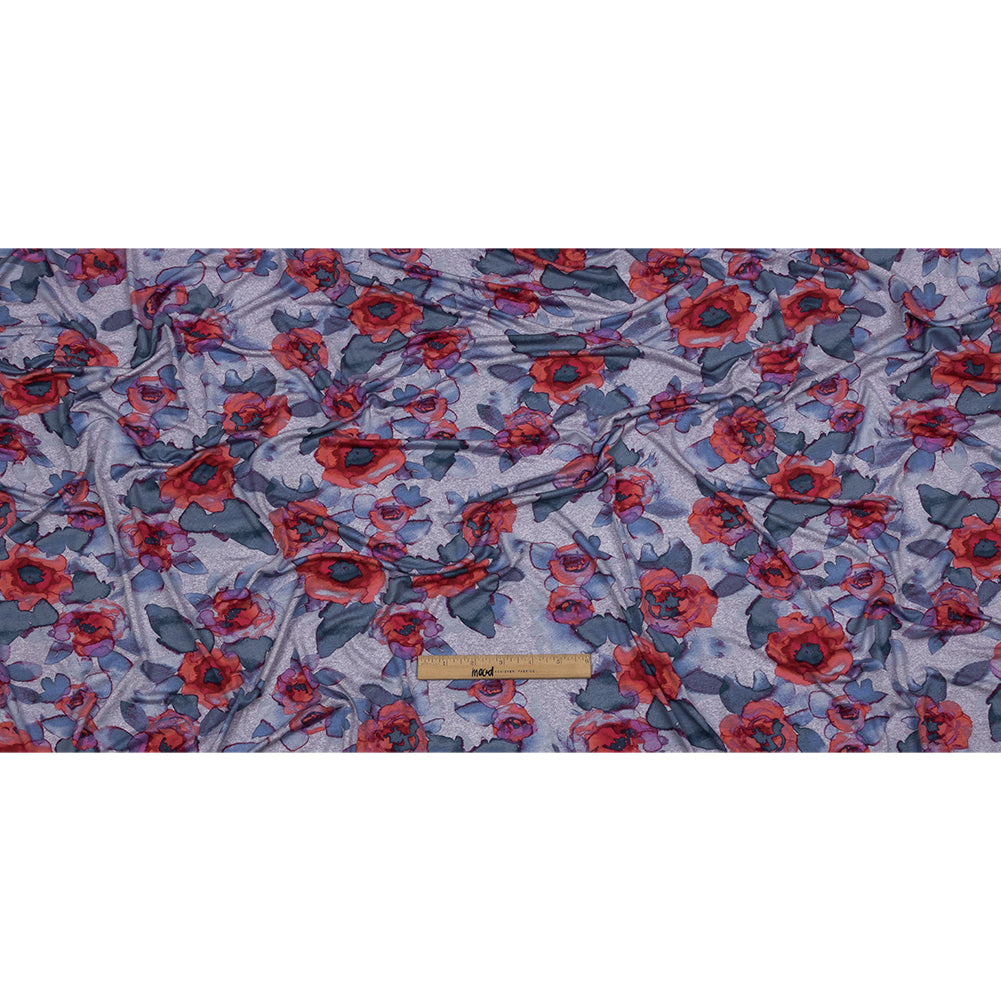 Heathered Purple, Indigo and Pink Floral Stretch Rayon Jersey Heathered Purple, Indigo and Pink Floral Stretch Rayon Jersey
